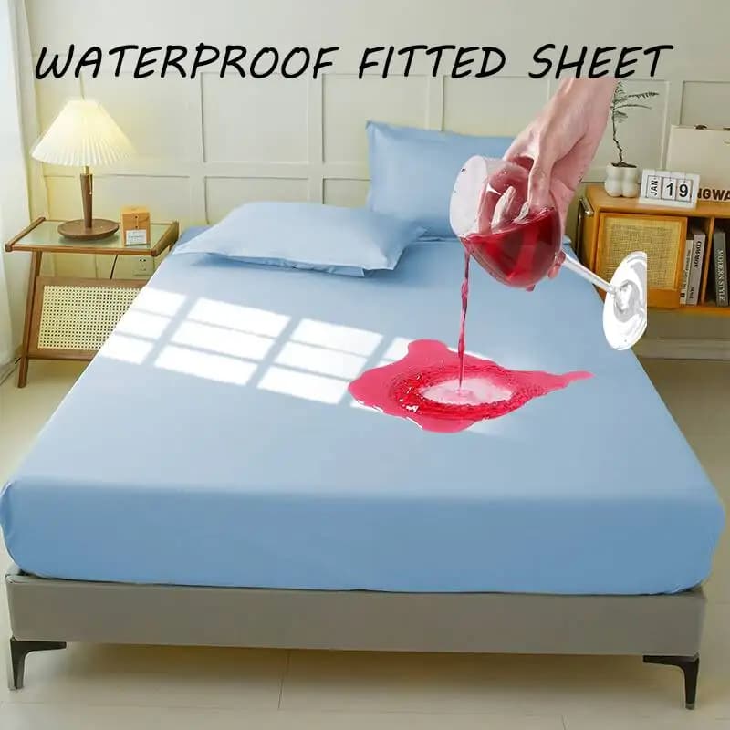 Waterproof cover, mattress cover for bed, sheet with breathable and silent corners, solid color with deep pocket