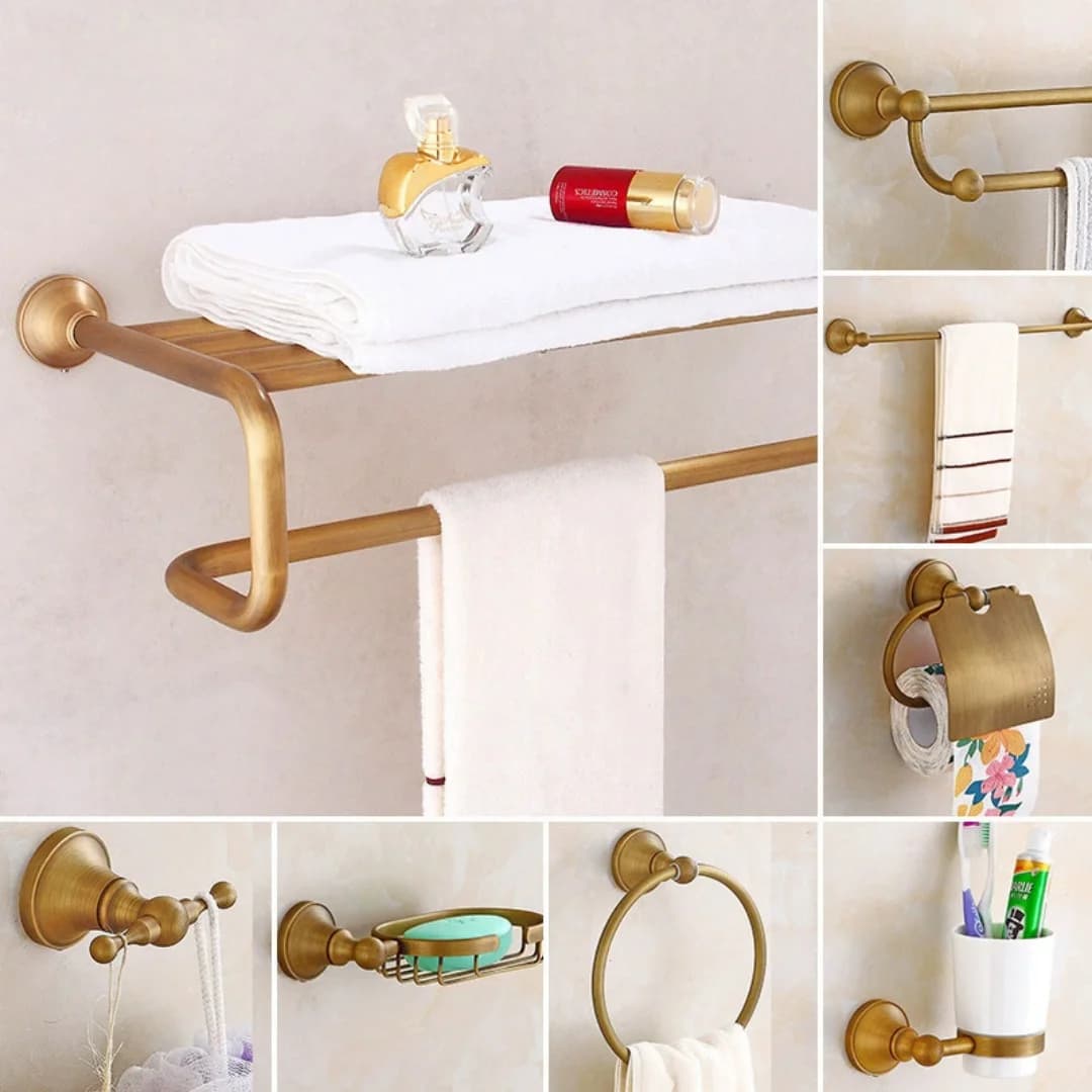 Accessori da bagno in ottone Mensola da bagno Porta carta antico, portasciugamani, portasapone, portasciugamani, porta asciugamani, porta asciugamani hardware da bagno
