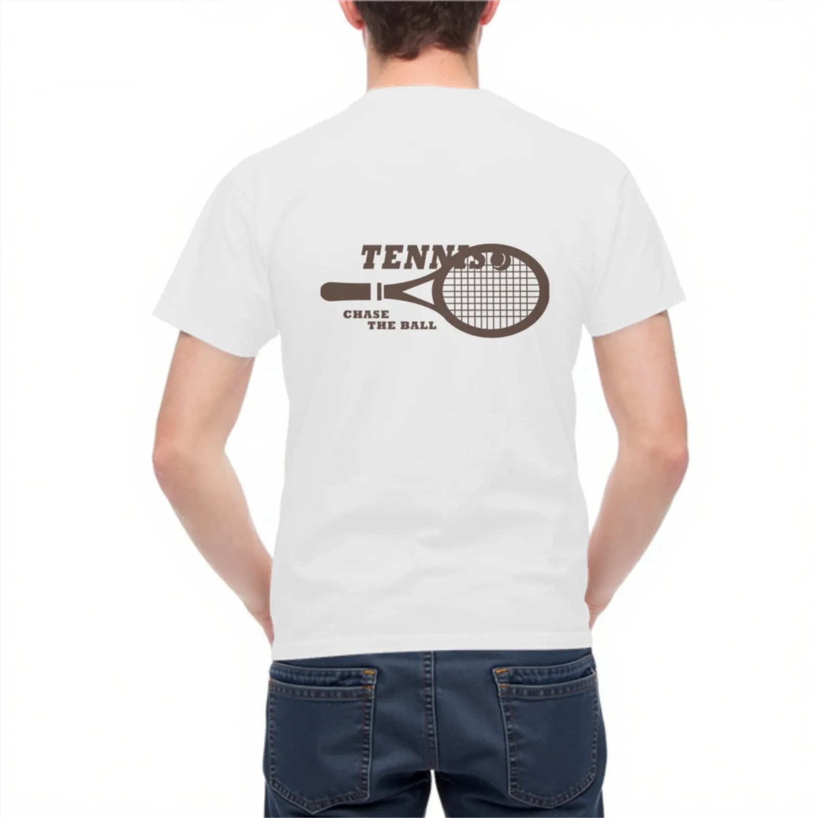 T-shirt da uomo a maniche corte con grafica Tennis Chase The Ball, casual, traspirante, per tutti i giorni