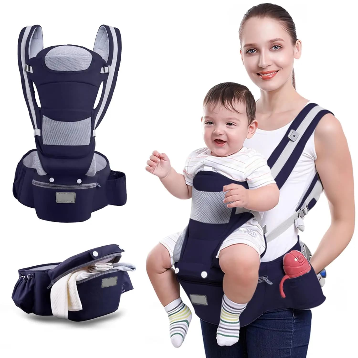 Zaino ergonomico per marsupio per neonato 0-3 anni Borsa portaoggetti per neonato Swaddle Sling Baby Kangaroo Sgabello per marsupio Sedile per anca