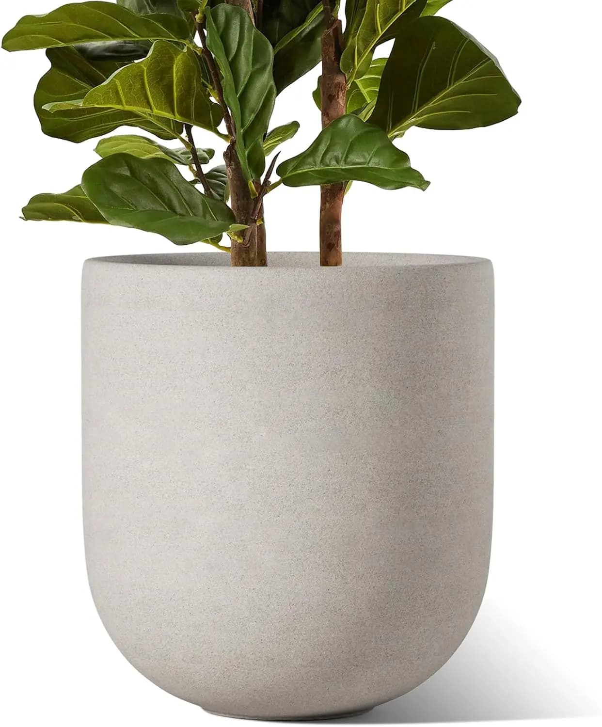 12 Inch Pots for Plants, Ceramic Large Planters for Indoor Plants, Indoor Plant Pots for Home Garden Patio Office, Planter Pots with Drainage Hole and Rubber Plug, Neutral Gray