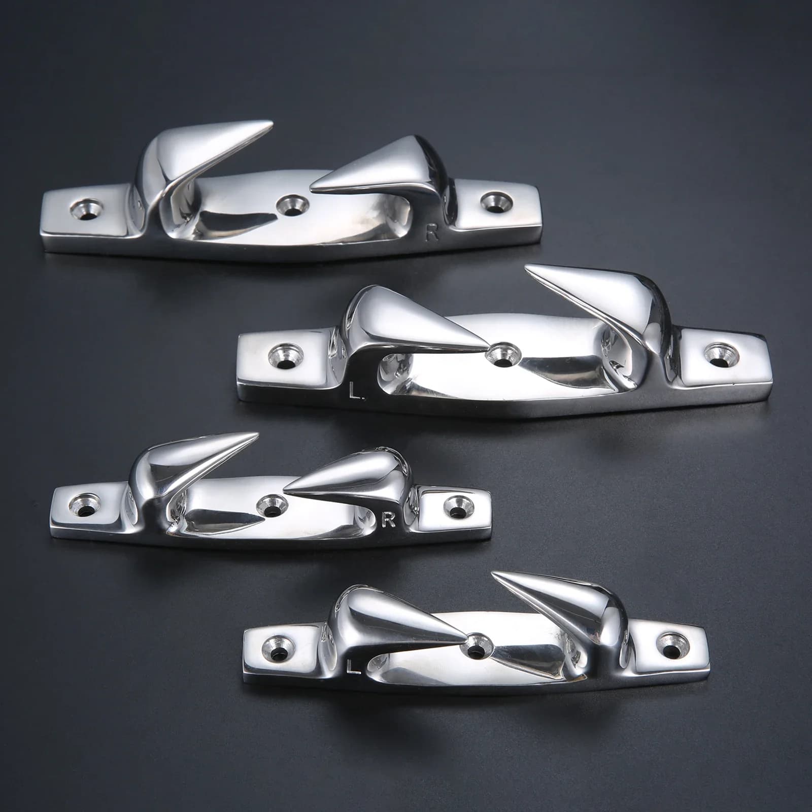 Heavy Dudy Marine 316 Stainless Steel Right and Left 3-holes Boats Fairlead Angled Bow Chocks Yacht Deck Dock Mooring Rope Cleat