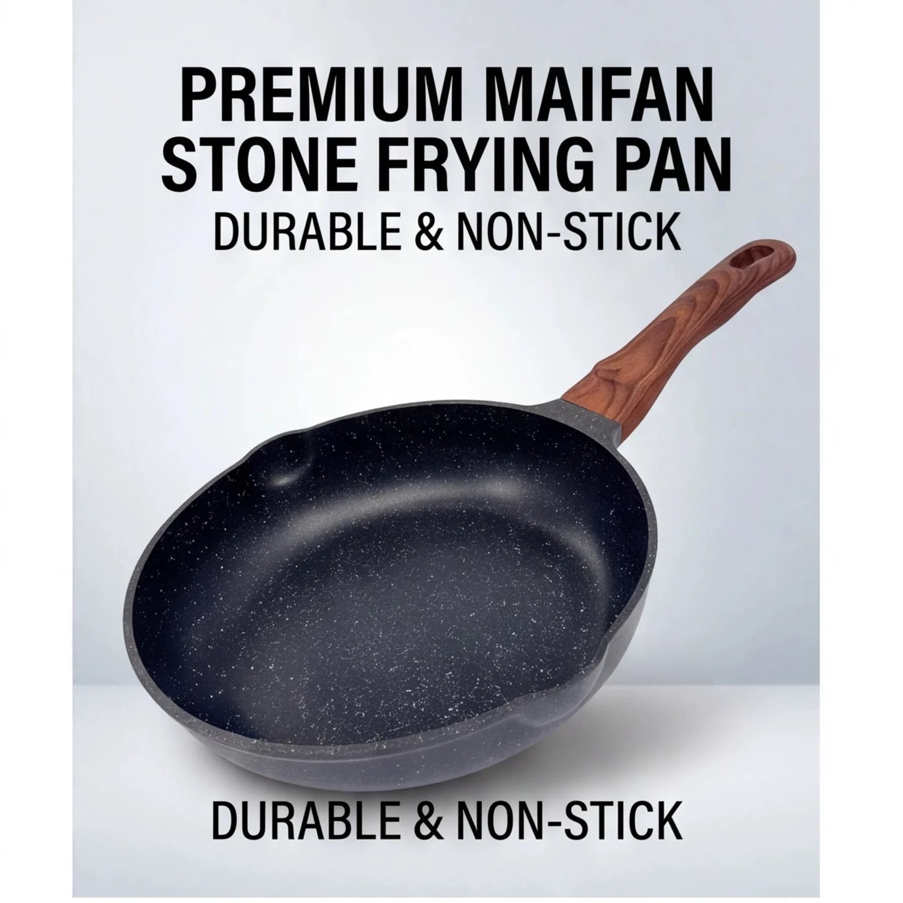 Stone-Coated Non-Stick Frying Pan, Oil-Guiding Design, Low Smoke, Compatible with Gas and Induction