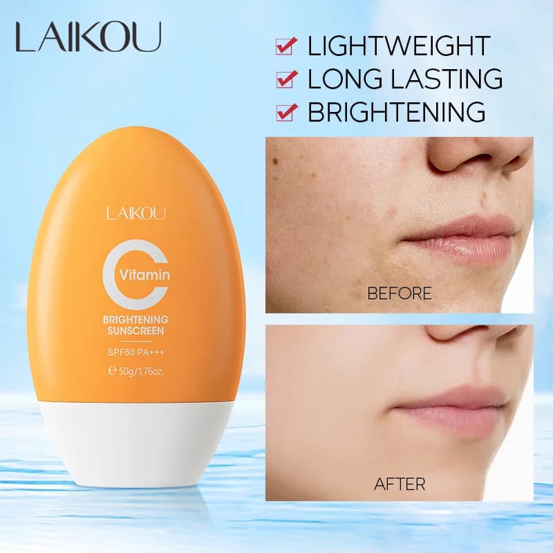 Laikou Vitamin C Sunscreen UV Protection Isolation Cream Whitening Creams Brightening Skin Tone Moisturizing Face Skin Care