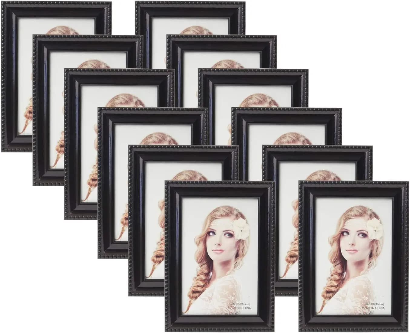 Set di cornici 4x6 confezione da 12 Kit fotografico multiplo bianco nero galleria decorazioni da parete cornice da tavolo supporto da appendere per scrivania