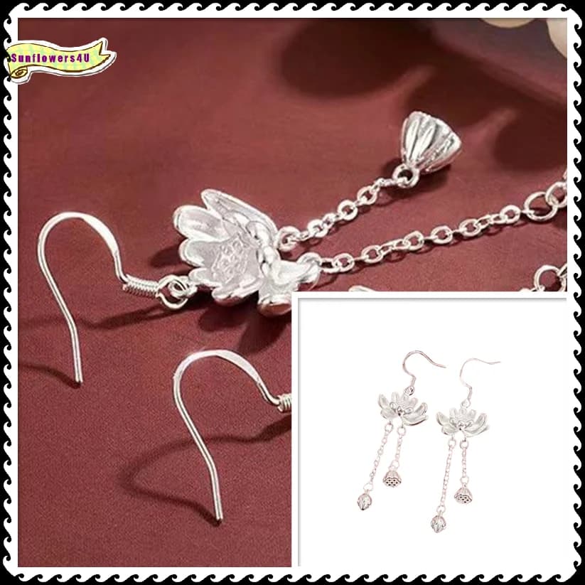 1Pair Fashion Chinese Style Long Tassel Dangle Earrings For Women Girls Elegant Exquisite Seed Flower Ear Hook Gifts