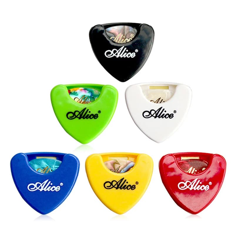 Random Color 1PC Plastic Plectrum Case Mediator Quick Storage Guitar Pick Holder Self Adhesive Triangle Shape 37x40mm