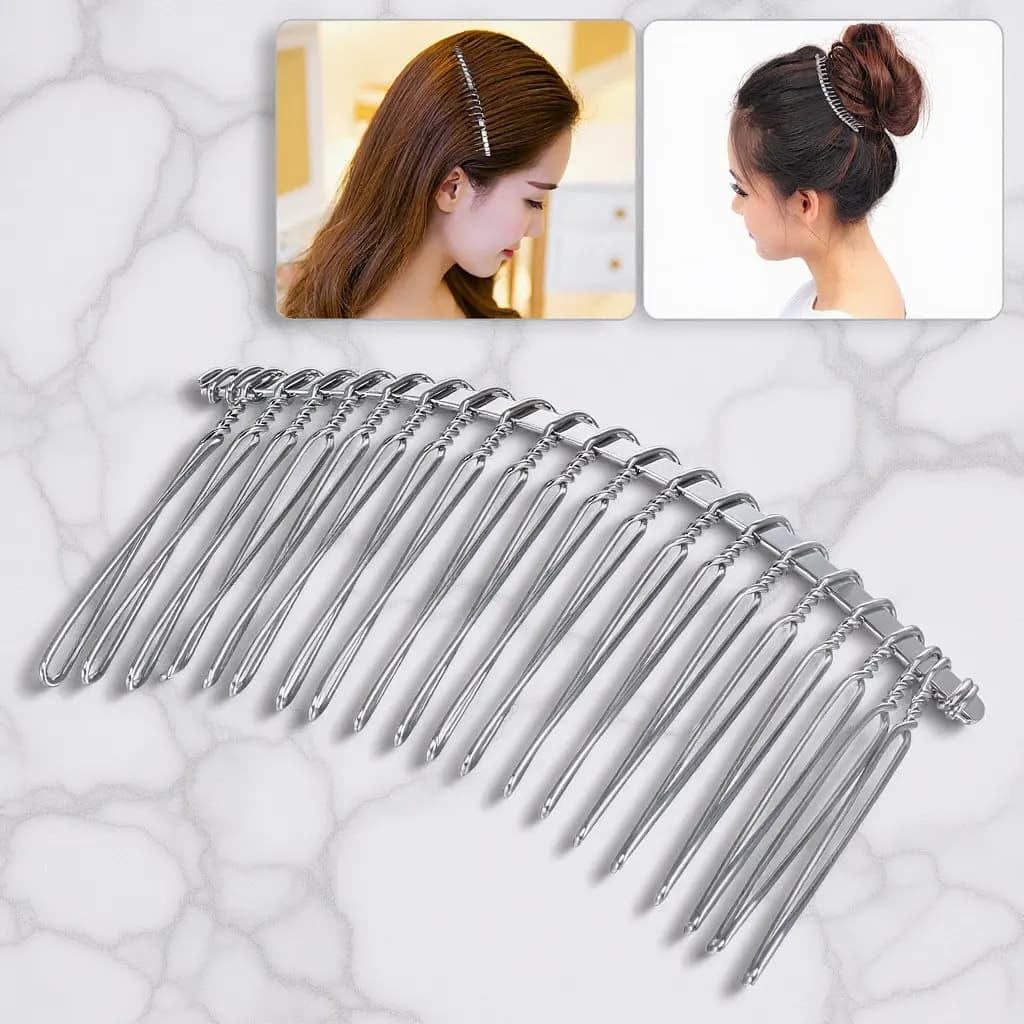 Metal Hair Clip Comb Silver 7.8cm Length 4.5cm Width 20 Tooth for Bridal Veil Wedding Headdress DIY Craft Project