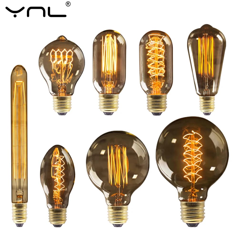 Retro Edison Lampadina E27 220V 40W ST64 G80 G95 G125 Fiala Vintage Edison Lampadina Filament Lampadina Home Decorations