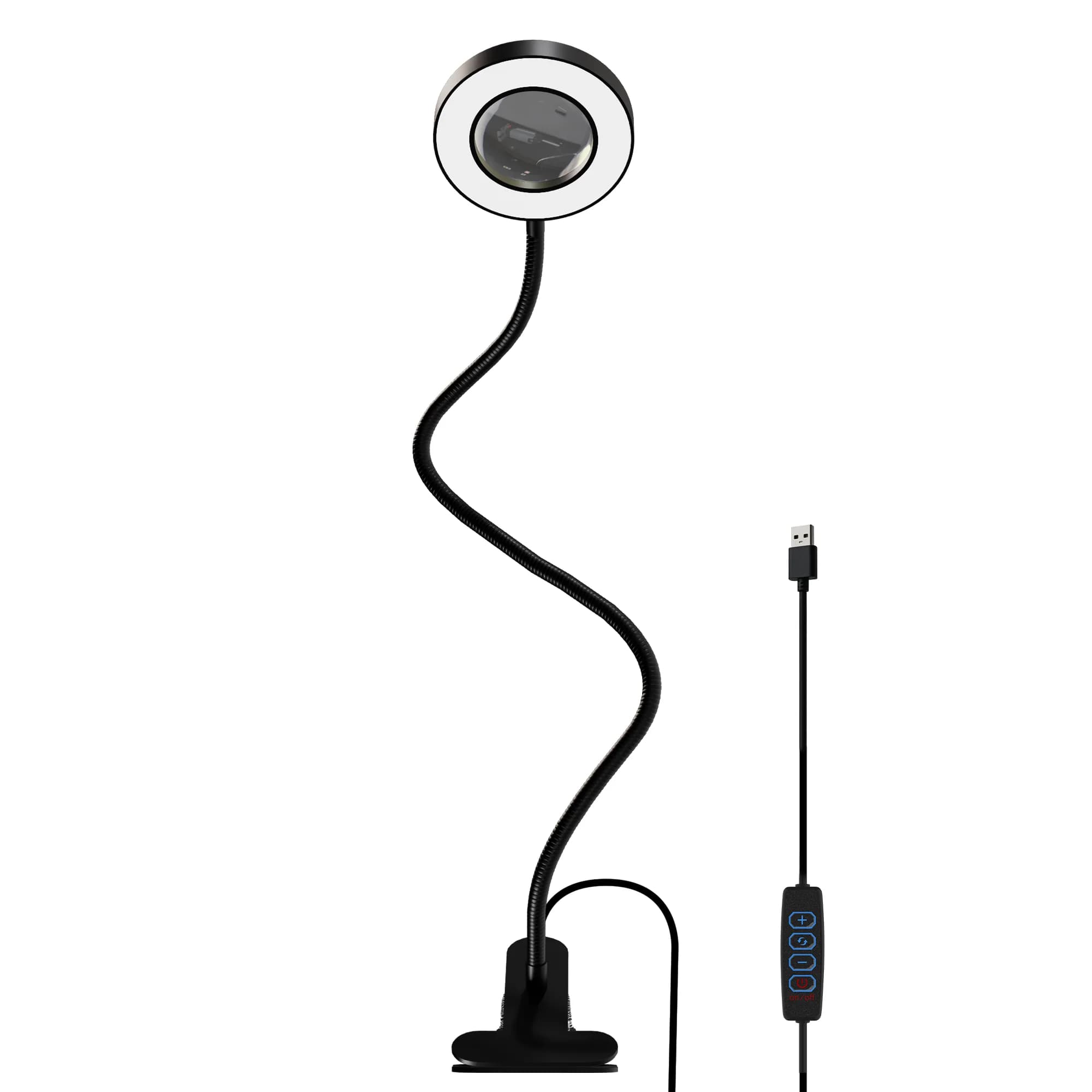 1 piece, 5X magnifier with light, LED magnifying lamp with clip and clamp, 3 dimmable modes for reading, crafts, DIY.