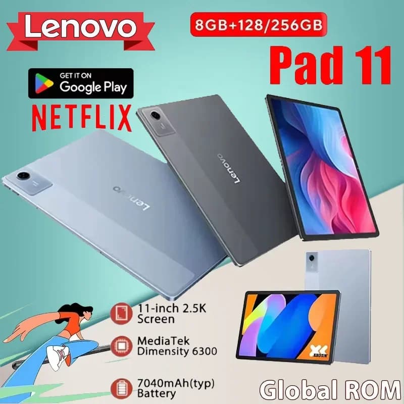 Global ROM Lenovo Xiaoxin Pad 11 2025 Tab 128GB 256GB Dimensity 6300 11" 2.5K Screen 7040mAh WIFI Android Pad Google Play Tablet