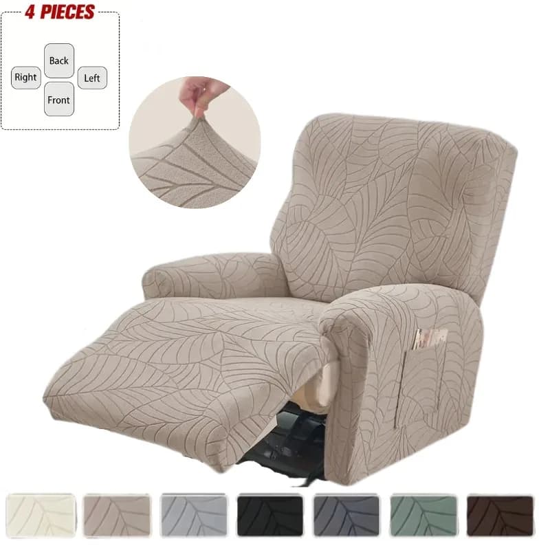 Set di 4 Copridivani Elasticizzati in Jacquard per Poltrone Reclinabili, Antiscivolo e Lavabili, per Soggiorno