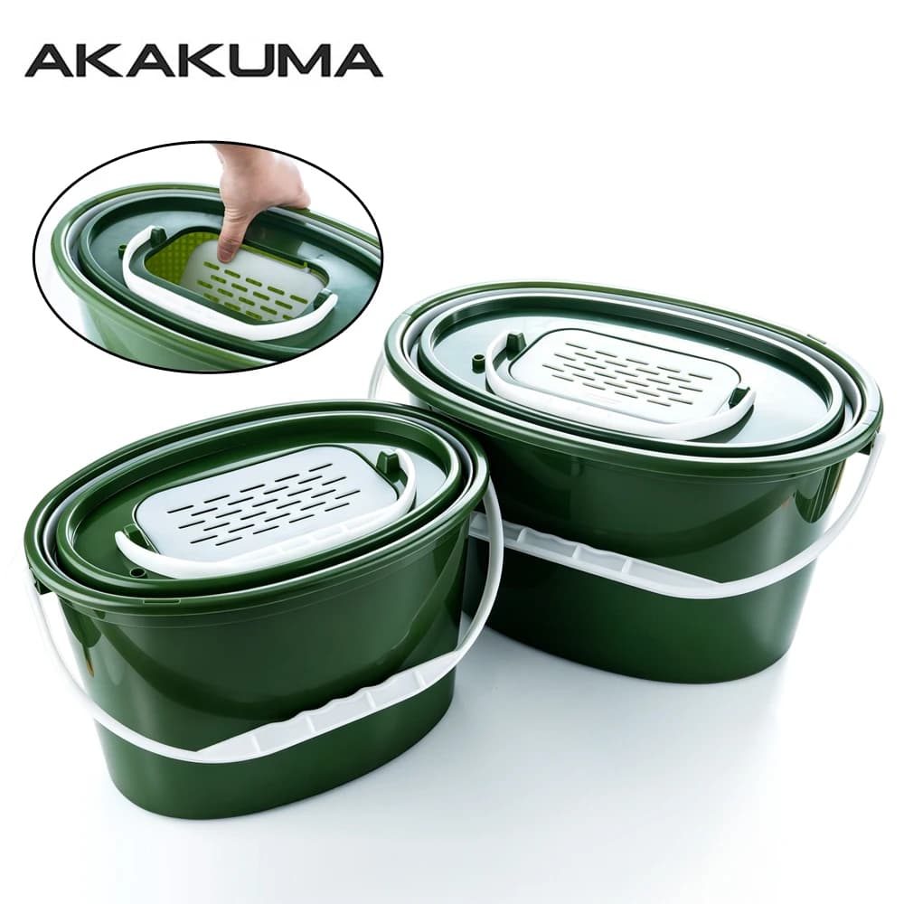 Premium Dual-Bucket Fishing Live Bait Bucket Thickened PP Fishing Tackle Box with Spring-Loaded Fish Entry Port