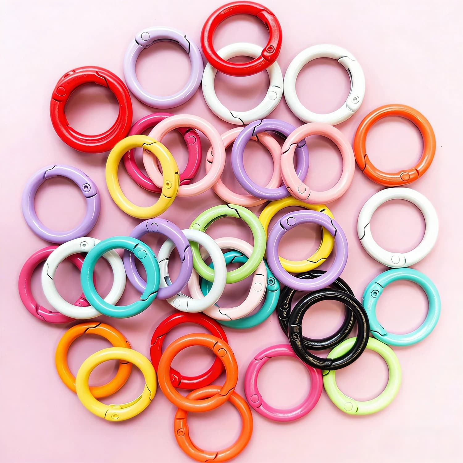20mm Candy Color Spring Rings, Spring Rings for Keychain Accessories, DIY Components, Baked Split Rings, Round Ring