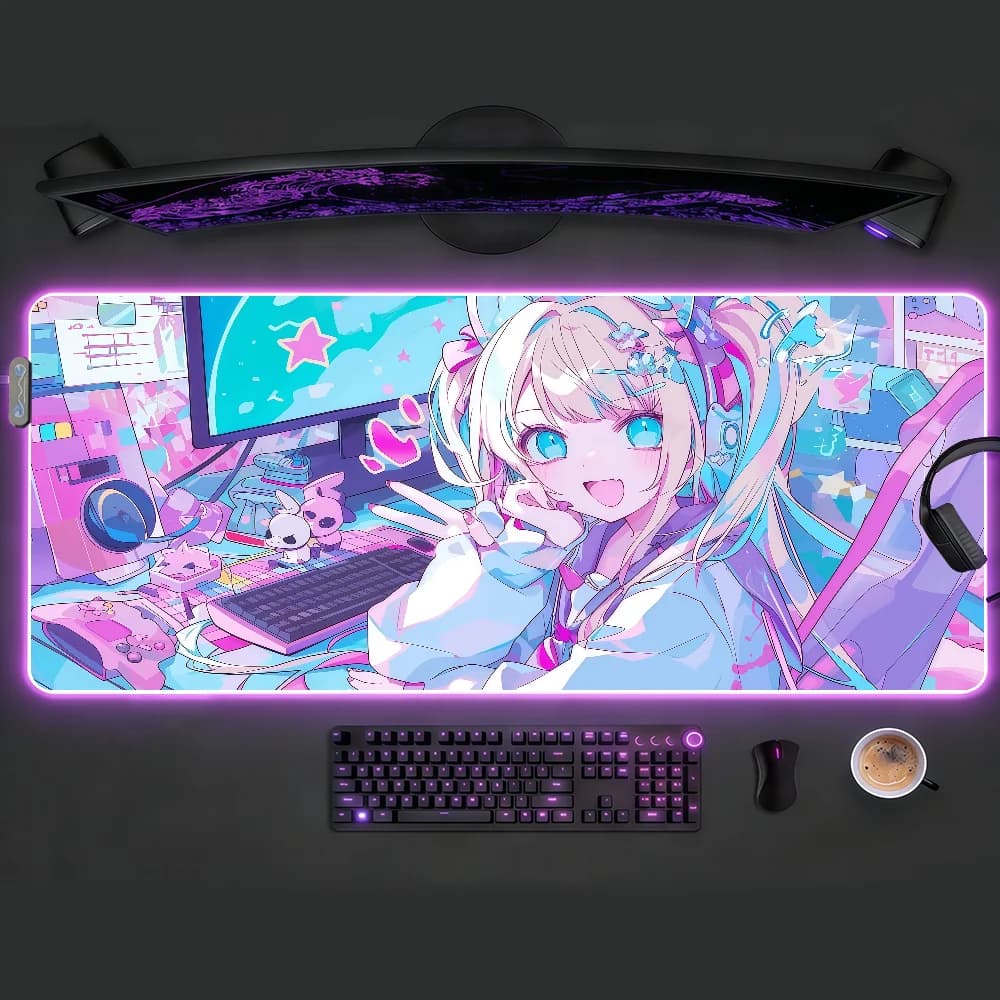 Cult Style Needy Streamer Overload Mouse Pad RGB Led Gaming Bedroom Office Desk Non-Slip Mat Waterproof Large