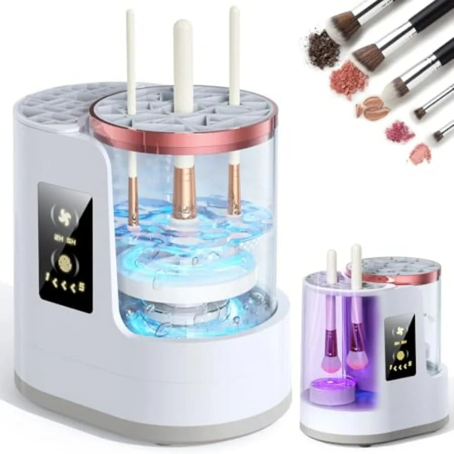 Electric Brush Cleaner 3-in-1, Automatic Brush Cleaning Machine with Bidirectional Cleaning, Adjustable Drying