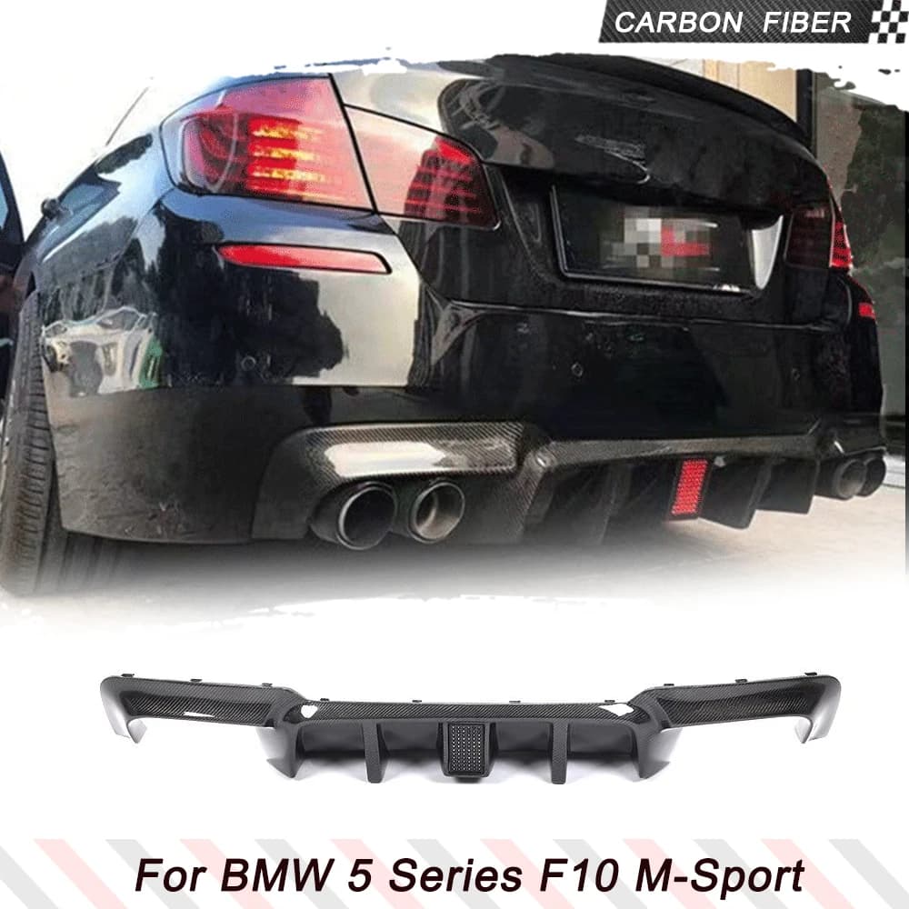 Per BMW Serie 5 F10 F11 M-Sport M-Tech 2012 - 2016 Auto In Fibra di Carbonio Paraurti Posteriore Diffusore Labbro Labbro Posteriore Con Luce A LED