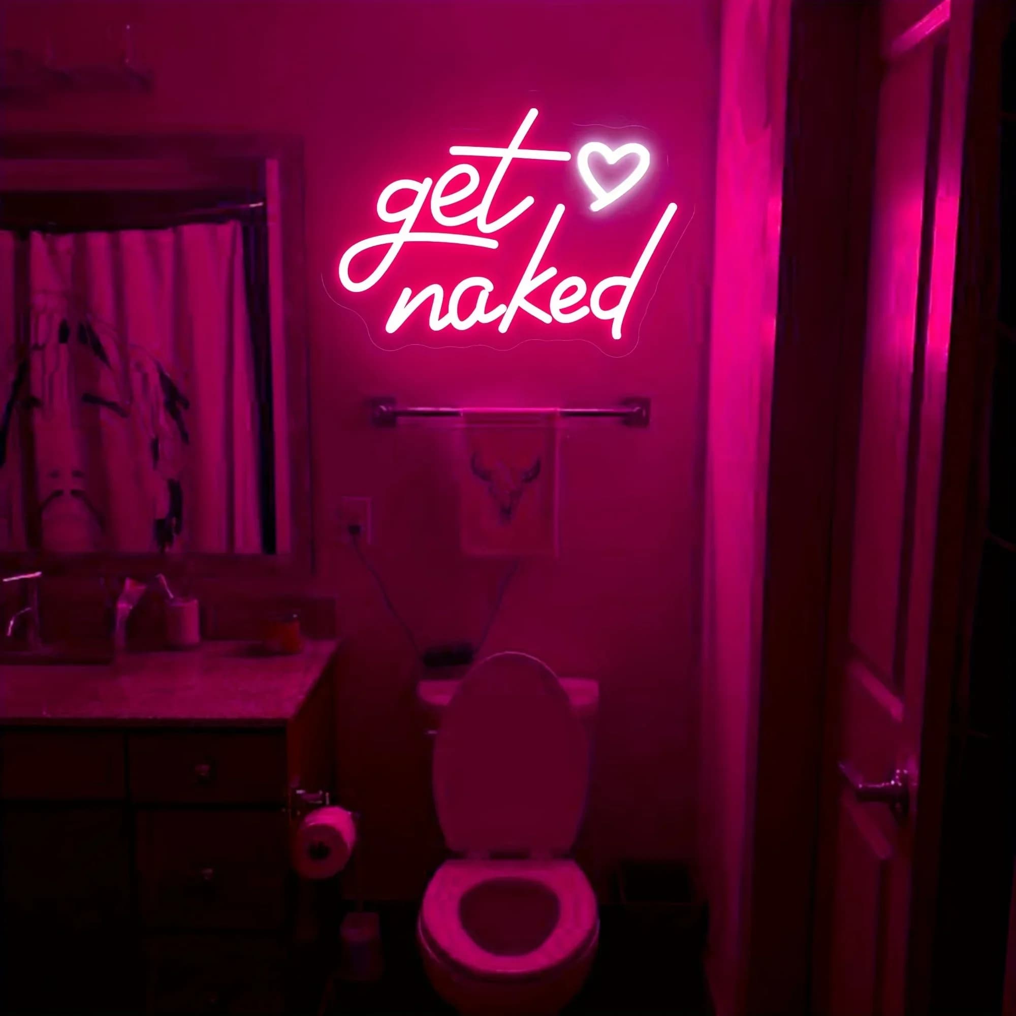 Get Naked Insegna al neon Insegna al neon a LED Decorazione da parete alimentata tramite USB per bagno Soggiorno Regalo di coppia di San Valentino per un amico