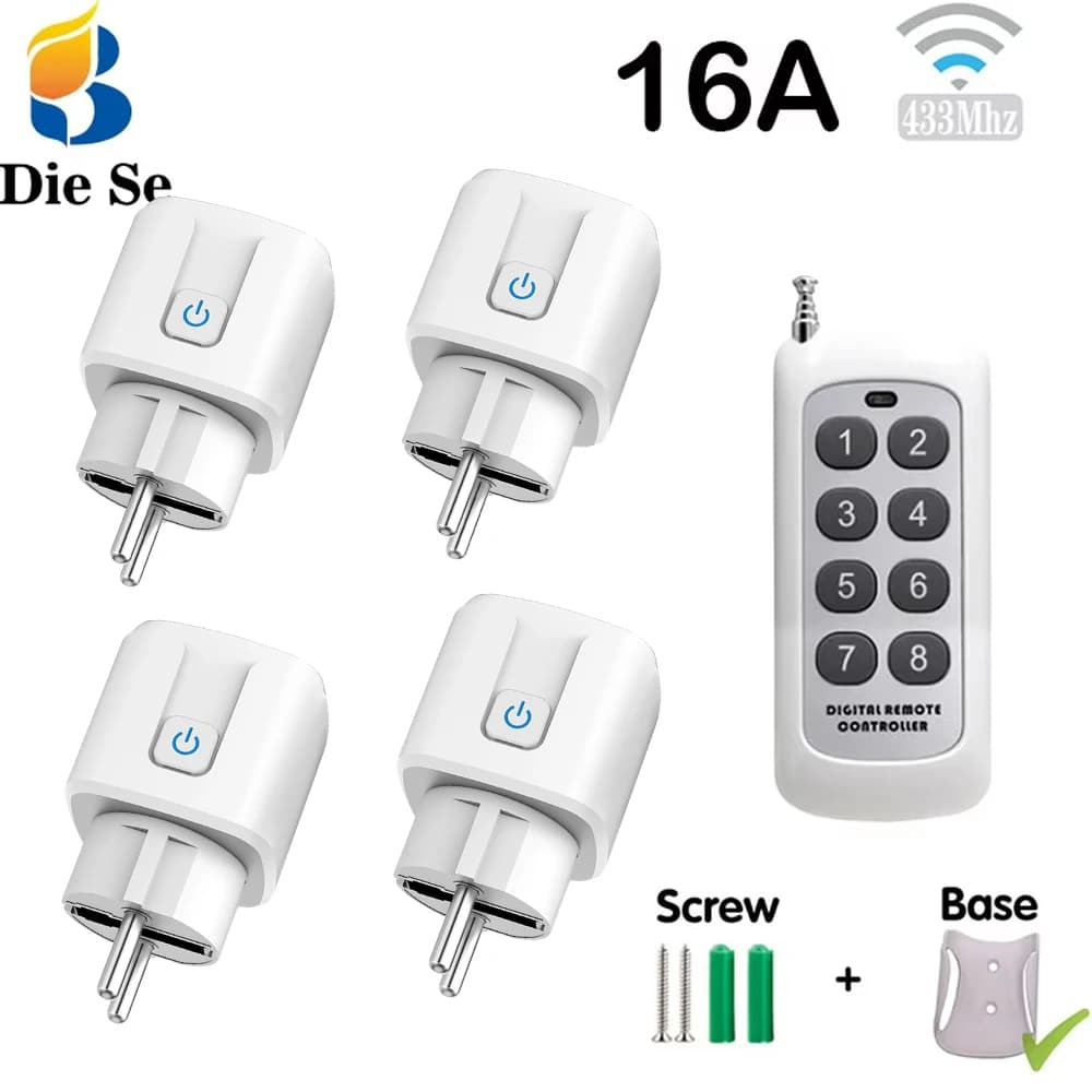 Presa elettrica senza fili interruttore telecomando EU FR spina 433Mhz 220V 230V 16A prese elettriche per ventilatore scaldabagno lampada
