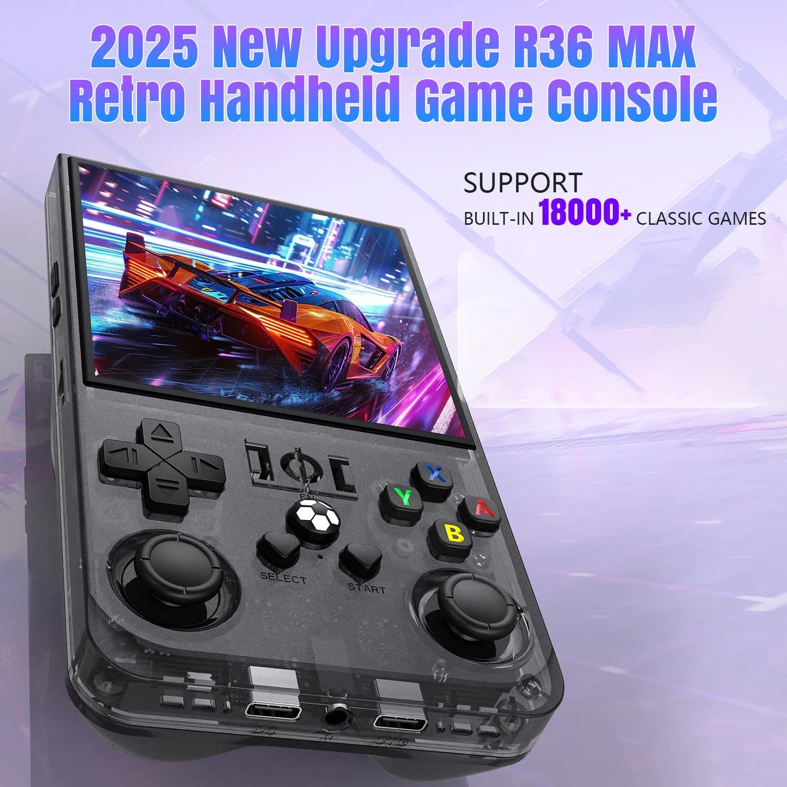 Console per videogiochi portatile retrò Open Source R36MAX Chip RK3326 Lettore di giochi tascabile portatile 64/128G Console di gioco con schermo HD da 4 pollici