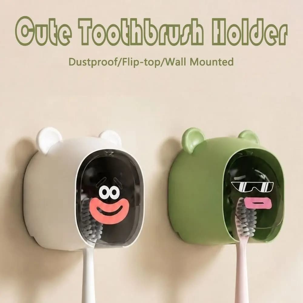 Portable Dustproof Toothbrush Holder Flip-top Wall Mounted Electric Toothbrush Storage Rack Toothbrush Rack