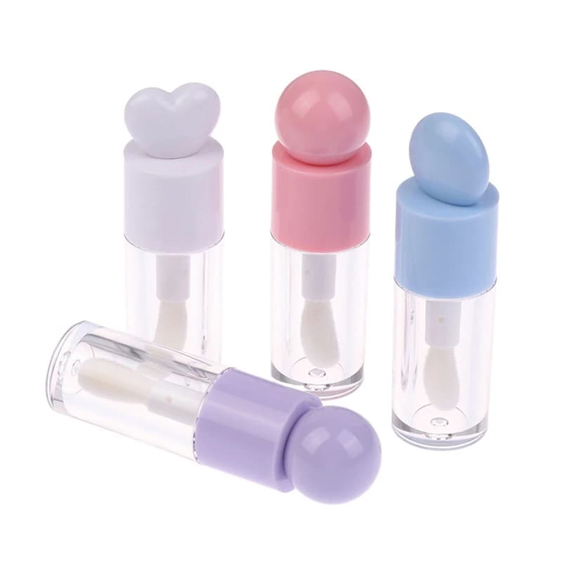 1/3 pezzi 6ml tubi vuoti per lucidalabbra a forma di cuore e rotondo contenitori per rossetto riutilizzabili in plastica per prodotti campione di bellezza