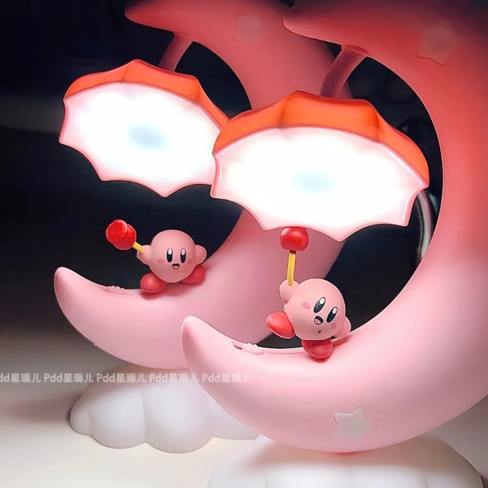 Cute Kirby Moon Night Light, Kawaii Bedroom Bedside Lamp, Ambient Sleep Light, Creative Birthday Gift & Room Decor