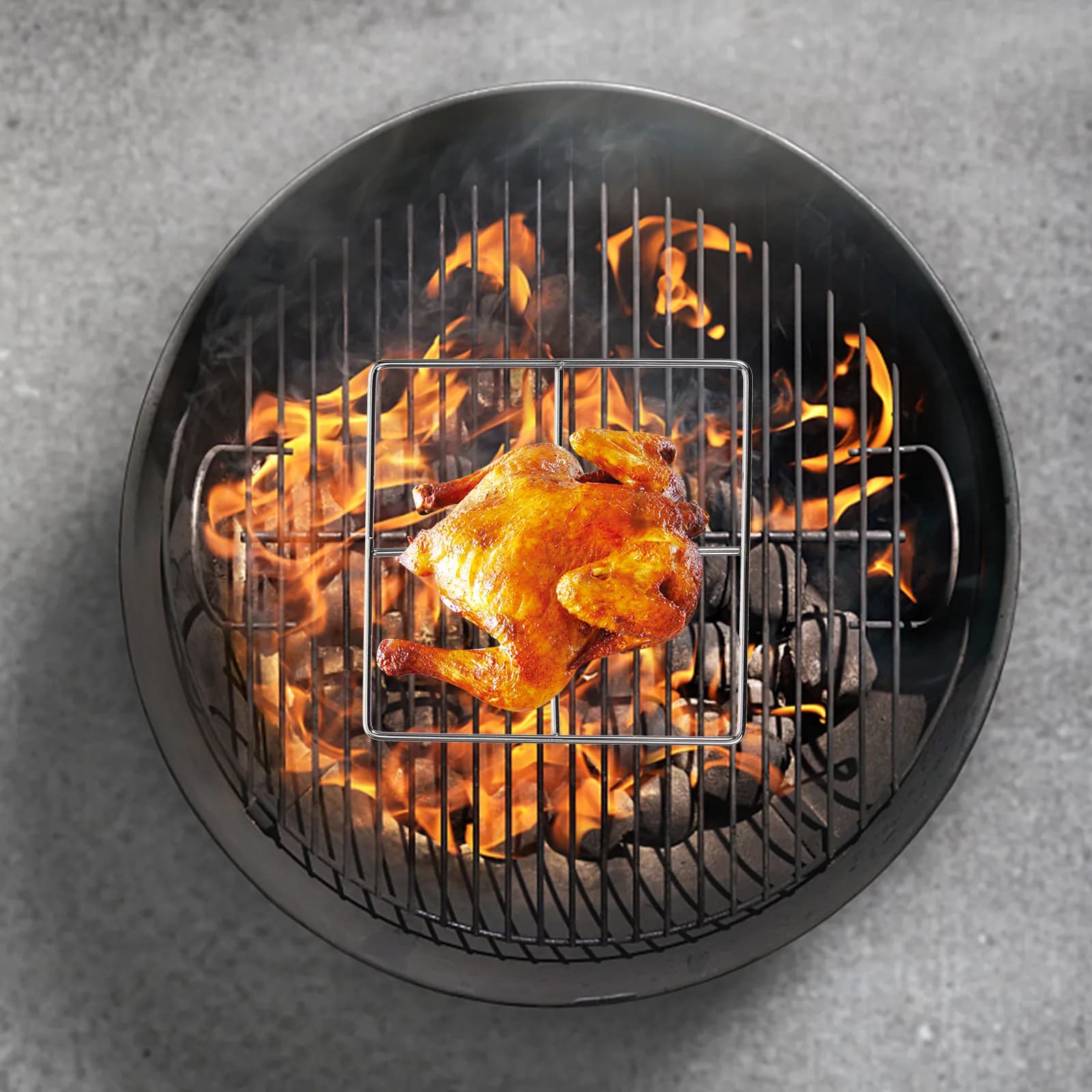 Supporto per Arrosto di Tacchino e Pollo in Acciaio Inox Resistente alla Ruggine, Portatile, per Grigliate, Barbecue e Campeggio