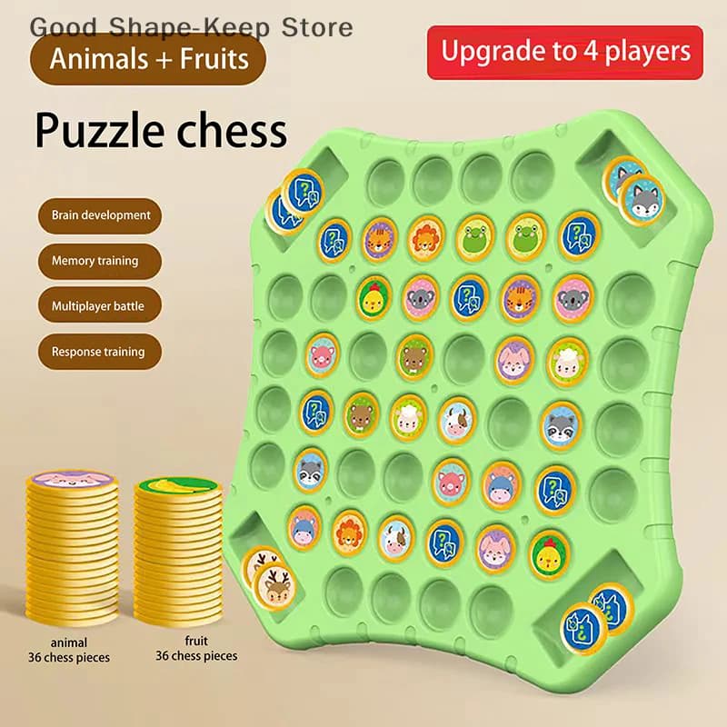 Set da tavolo per giochi di memoria degli scacchi con vibrazione degli animali - Divertente gioco da tavolo sociale per bambini e adulti Giocattolo interattivo per feste in famiglia genitore-figlio