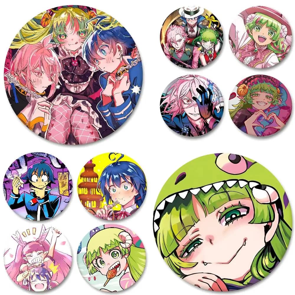 Benvenuti alla scuola dei demoni! Distintivi Iruma-kun Distintivo rotondo Spilla per monete in banda stagnata Abbigliamento Zaino Accessori Spilla