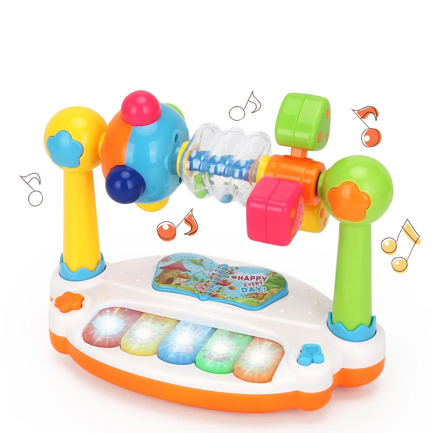 Tastiera elettronica multifunzionale, puzzle educativo per bambini, illuminazione, musica, storie, giocattolo per la prima educazione