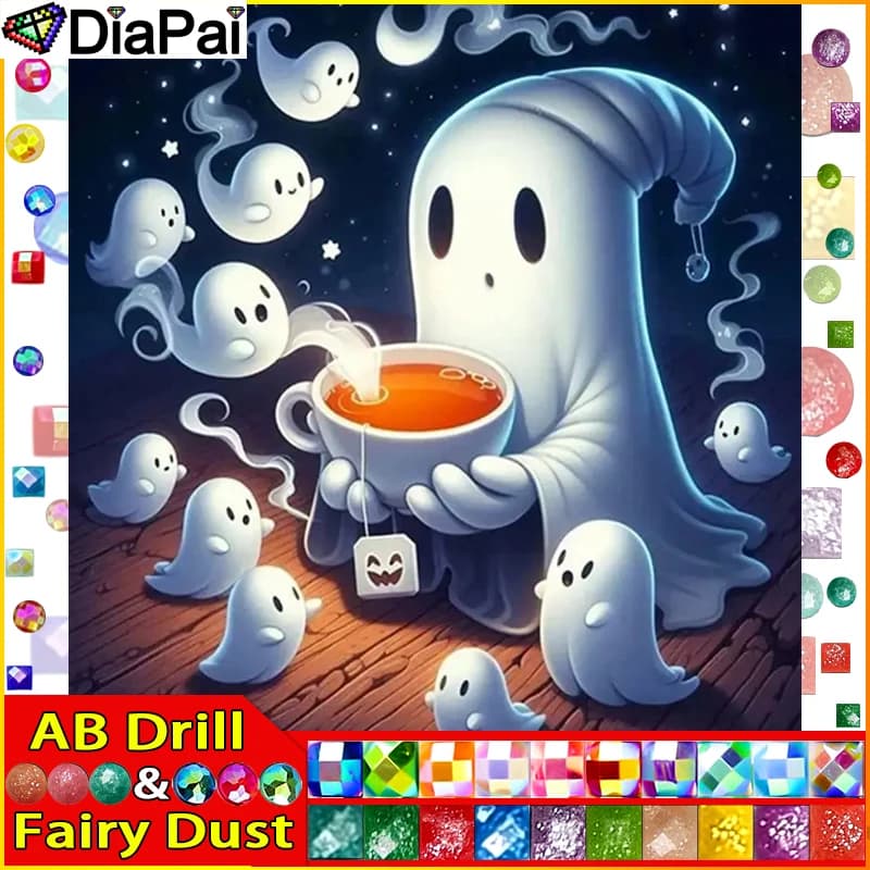 DIAPAI Fairy Dust AB DIY 5D Diamond Painting "Ghost Coffee" Full Diamond Embroidery Sale Picture Of Rhinestones For Festival