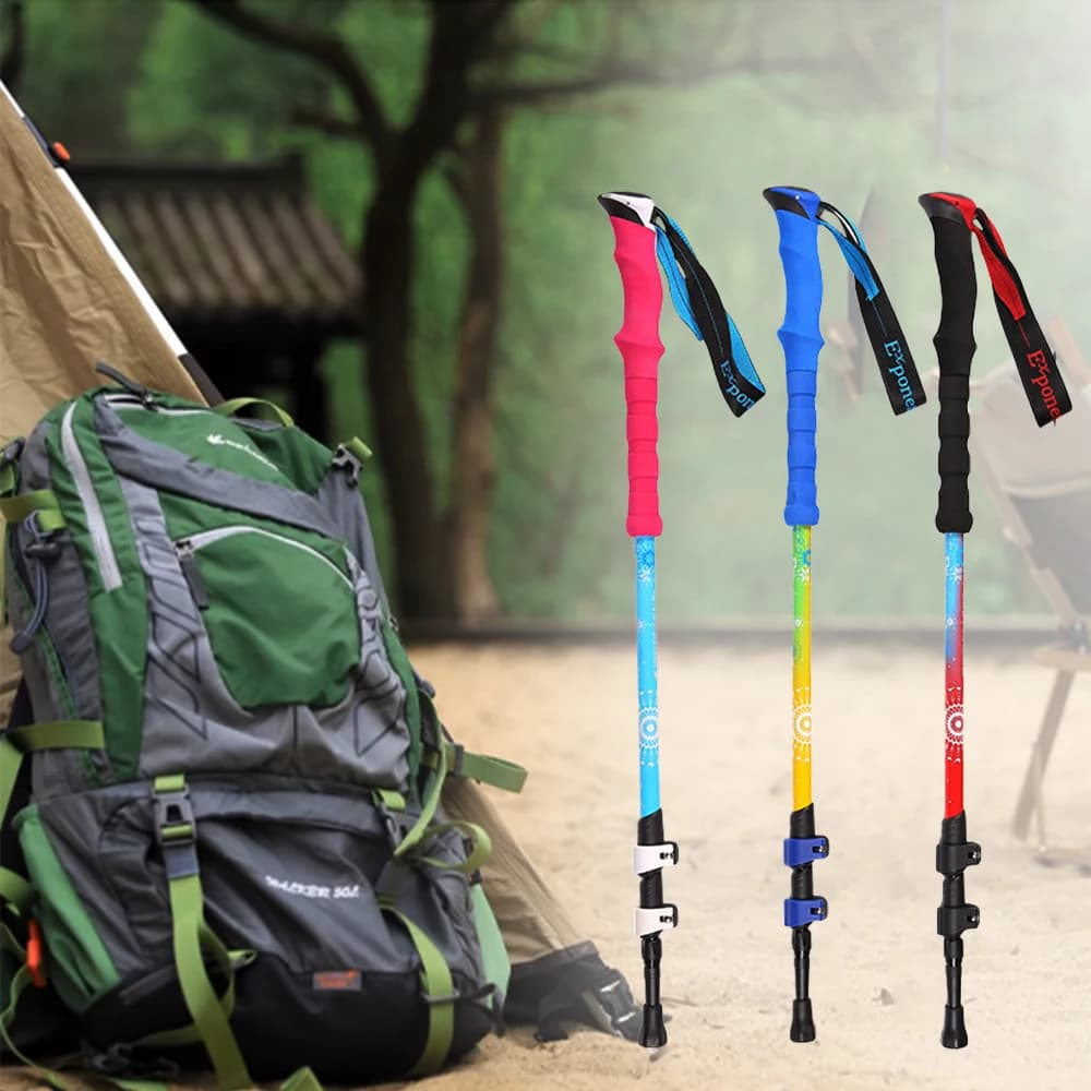 Trekking Poles Foldable Walking Stick Camping Portable Trekking Poles Adjustable Telescopic Alpenstock For Hiking Mountaineering