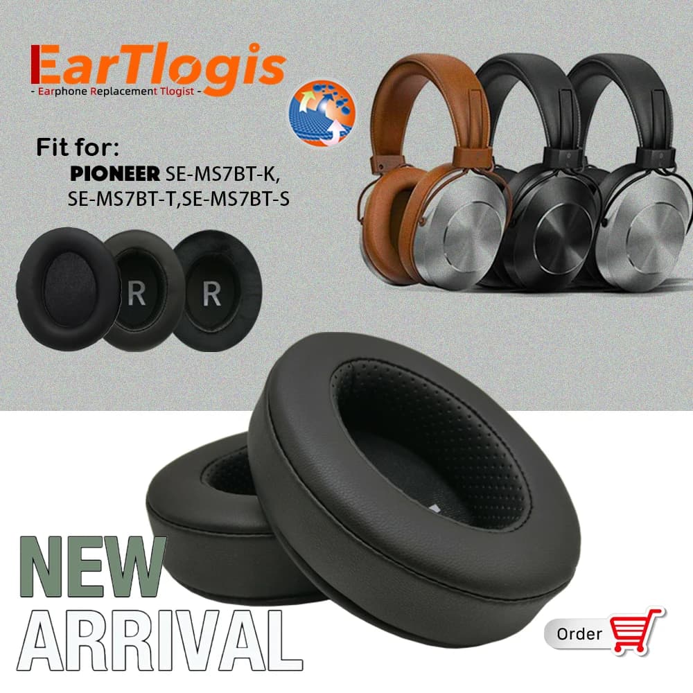 EarTlogis Replacement Ear Pads for Pioneer SE-MS7BT-K SE-MS7BT-T SE-MS7BT-S Headphones Thicken Memory Foam Cushions Oval Headset