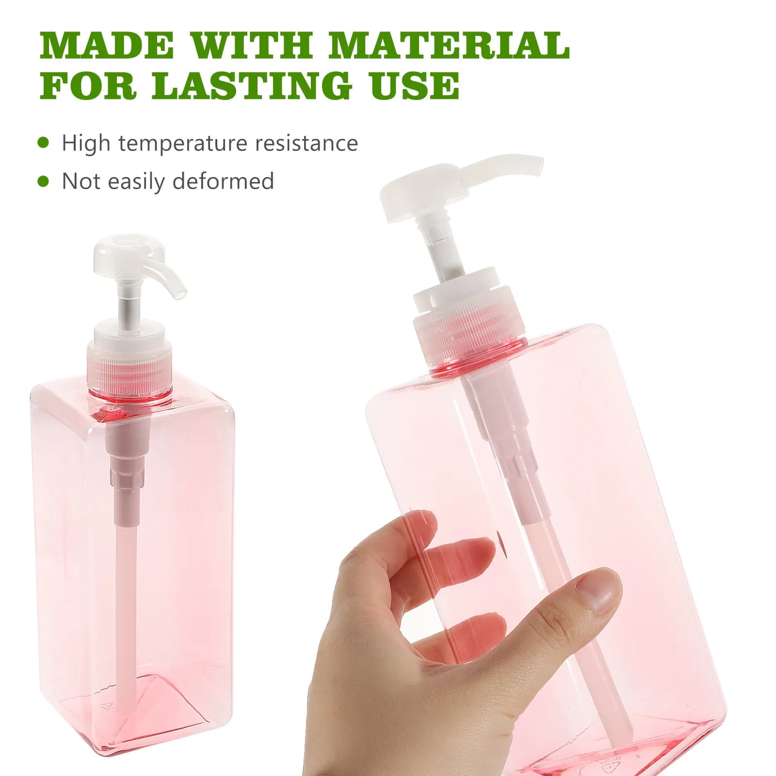 Bottiglia Quadrata Antigoccia da 650Ml con Dispenser a Pompa Ricaricabile per Shampoo, Bagnoschiuma, Sapone Liquido, Detergente Viso, Olio Essenziale, Uso Domestico