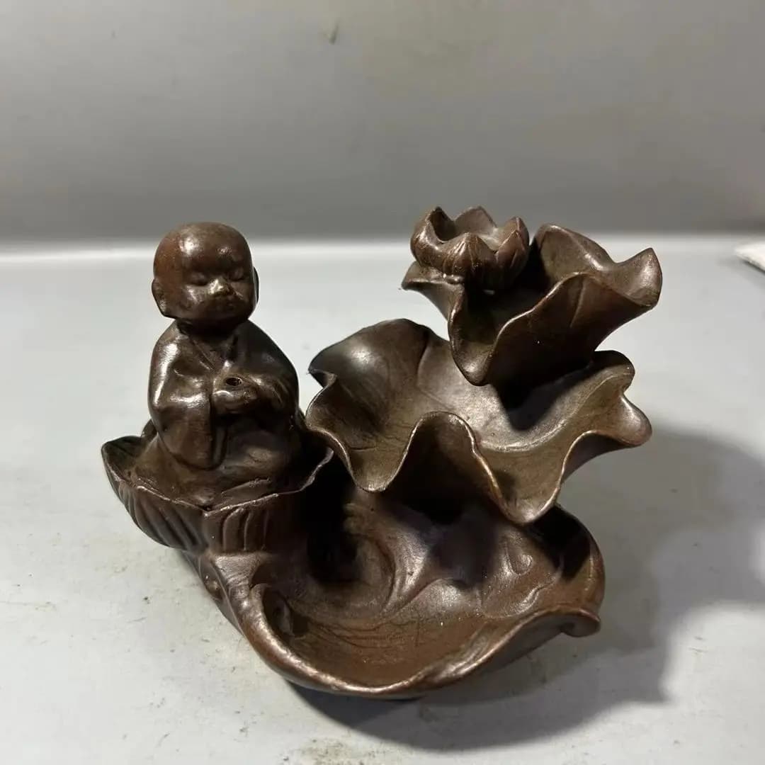 Lotus little monk incense burner Sticks Holder Statue for Tea Home Decor Ornaments