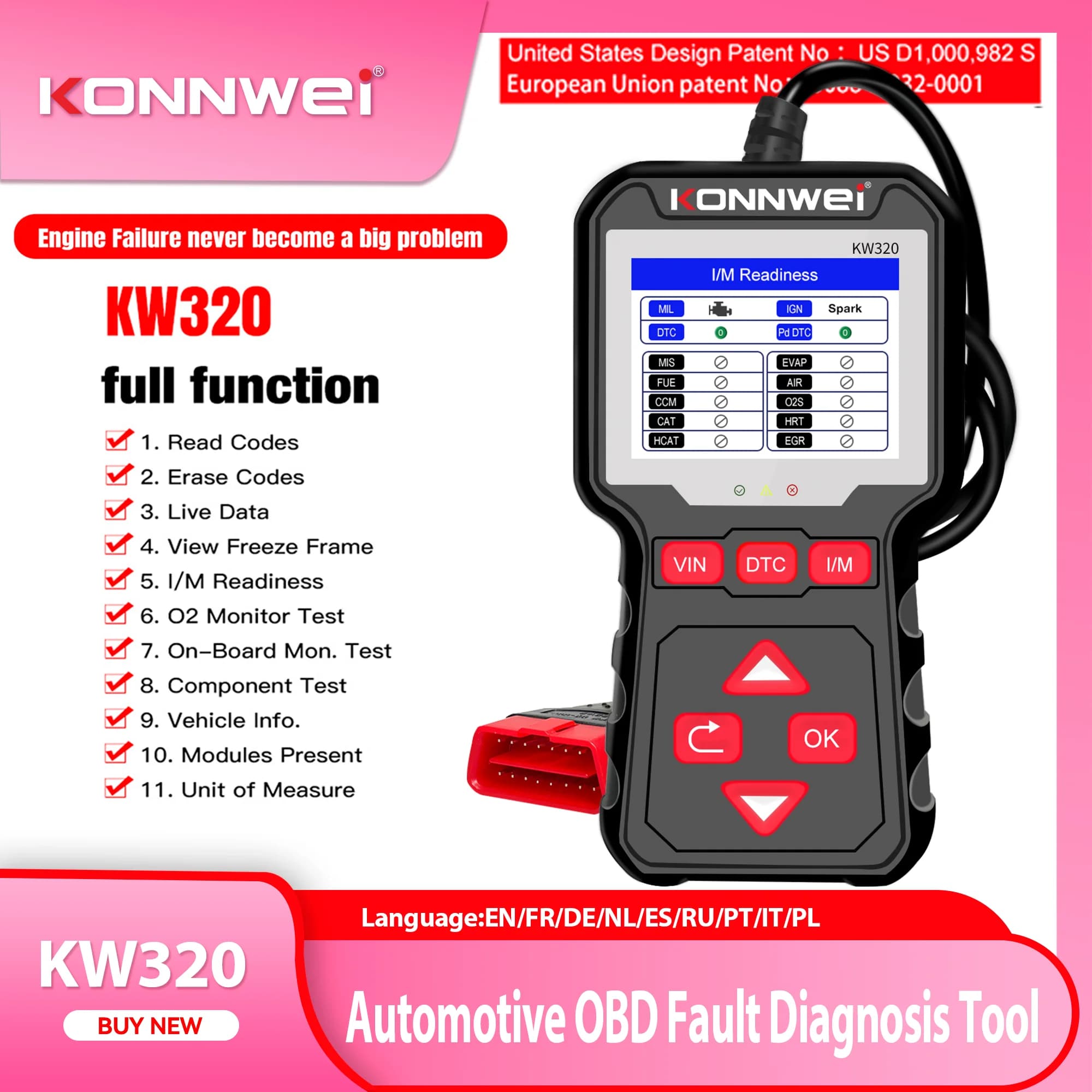 2025 Nuovo KONNWEI KW320 OBD2 Scanner per auto Strumenti automatici Strumento diagnostico OBDII Lettore di codici per auto scanner Obd2 automobilistico professionale