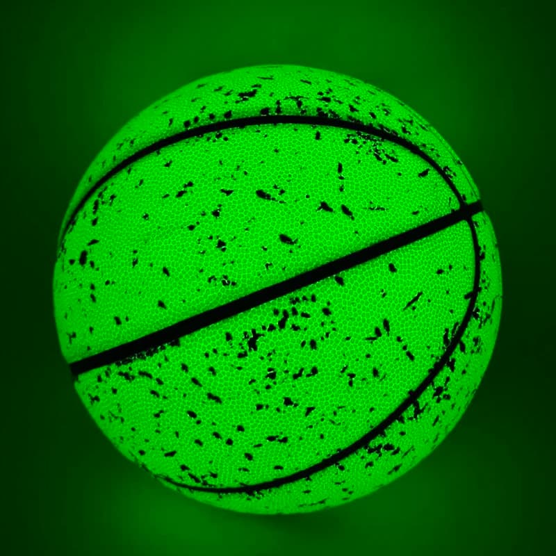 Size 7 PU Luminous Basketball Ball Holographic Reflective Lighted Flash Ball Wear-Resistant Glowing Basketball Night Sports Game