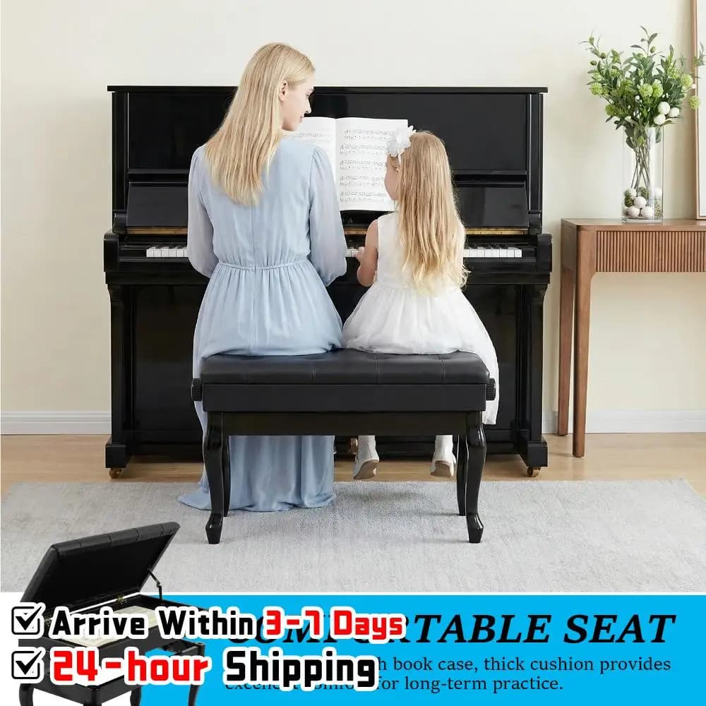 Sgabello per Pianoforte Regolabile in Altezza con Libreria, Panca Grande per Suonare, Multiuso per Casa/Sala Musica/Aula