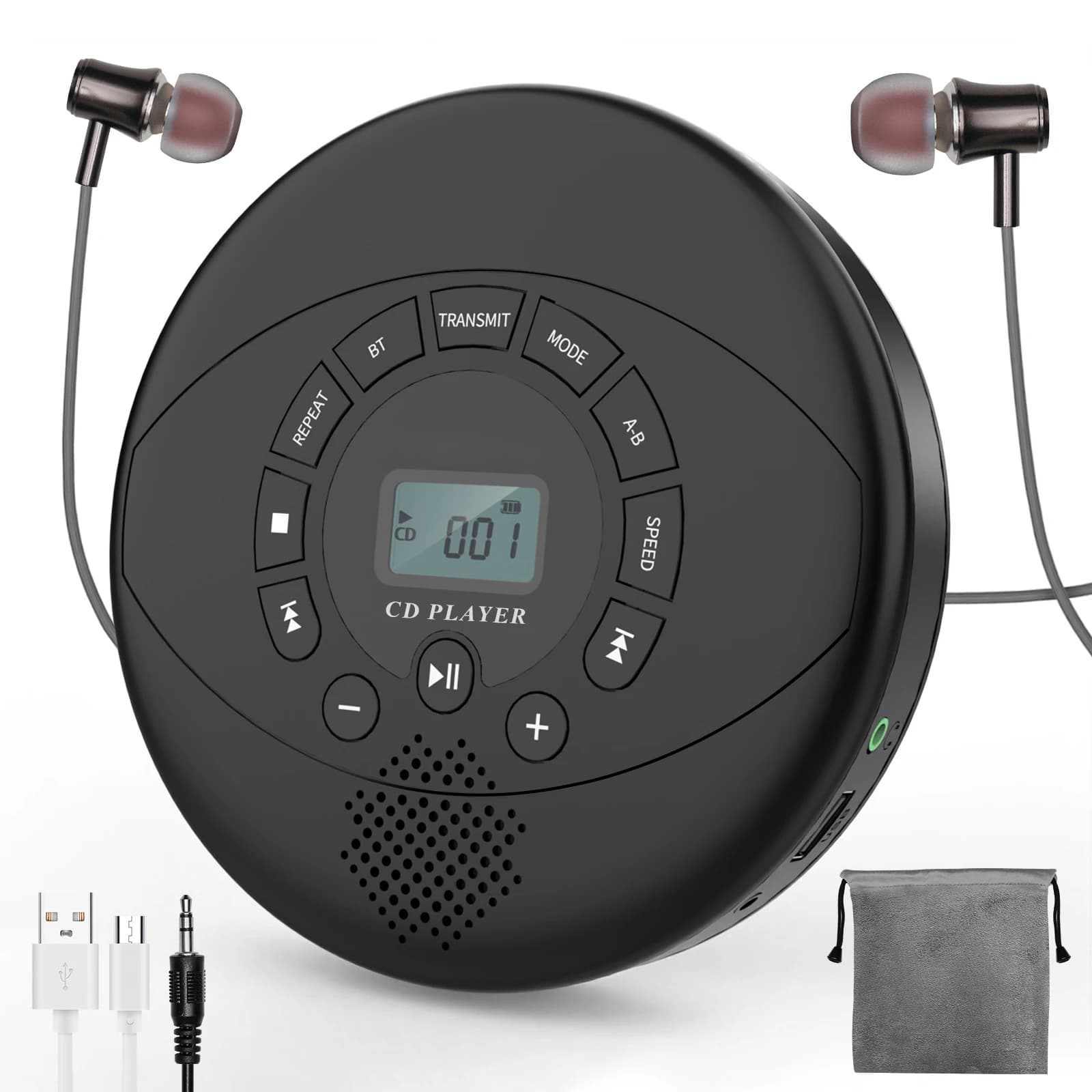 lettore cd portatile con discman bluetooth ricaricabile con altoparlante e auricolari walkman cd con altoparlante e trasmettitore bluetooth