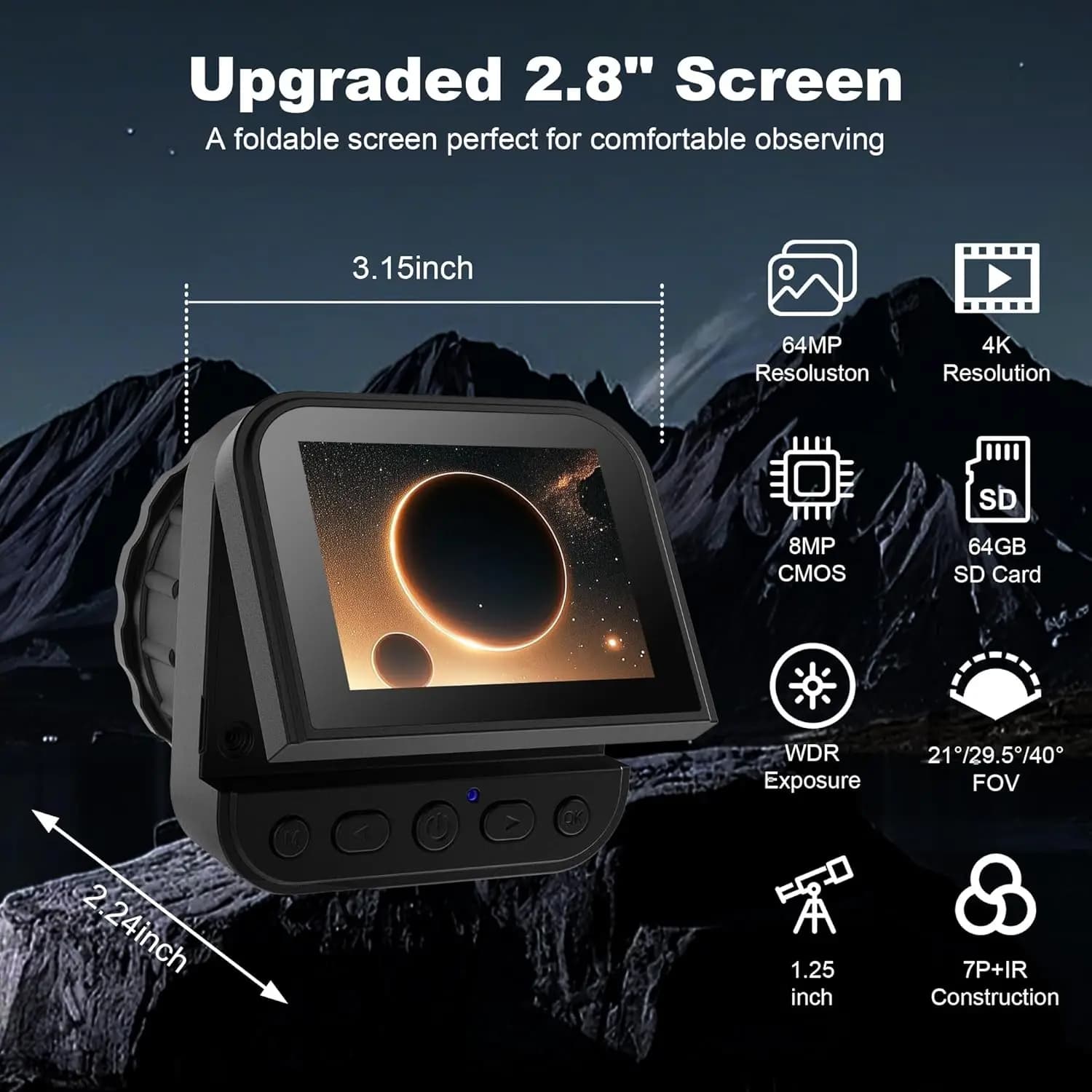 Telecamera Oculare WiFi 4K per Telescopio Astronomico, Microscopio, Monocolo, Binocolo, Astrofotografia