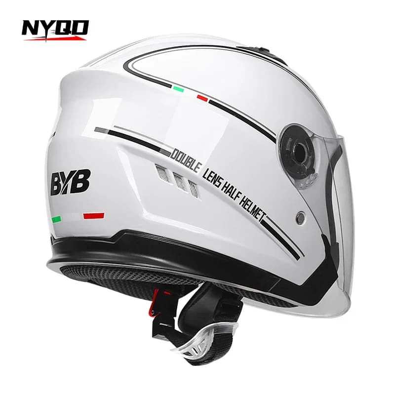 Helmet for Electric Motorcycle Four Seasons with Double Mirror Openable Anti-fog