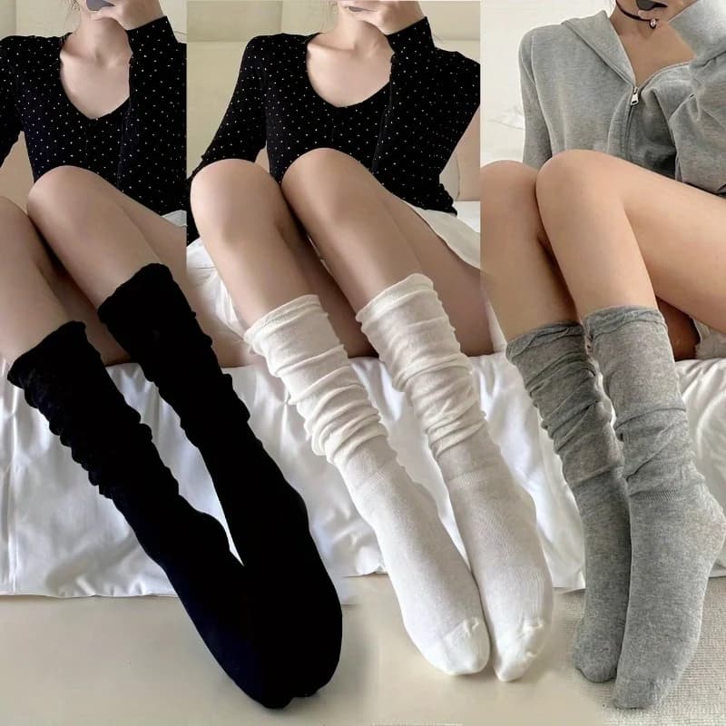 1 Pairs Women's Thin Knee-High Socks - Bubble Toe Design, Breathable Ballet Style, Daily Use JK Socks