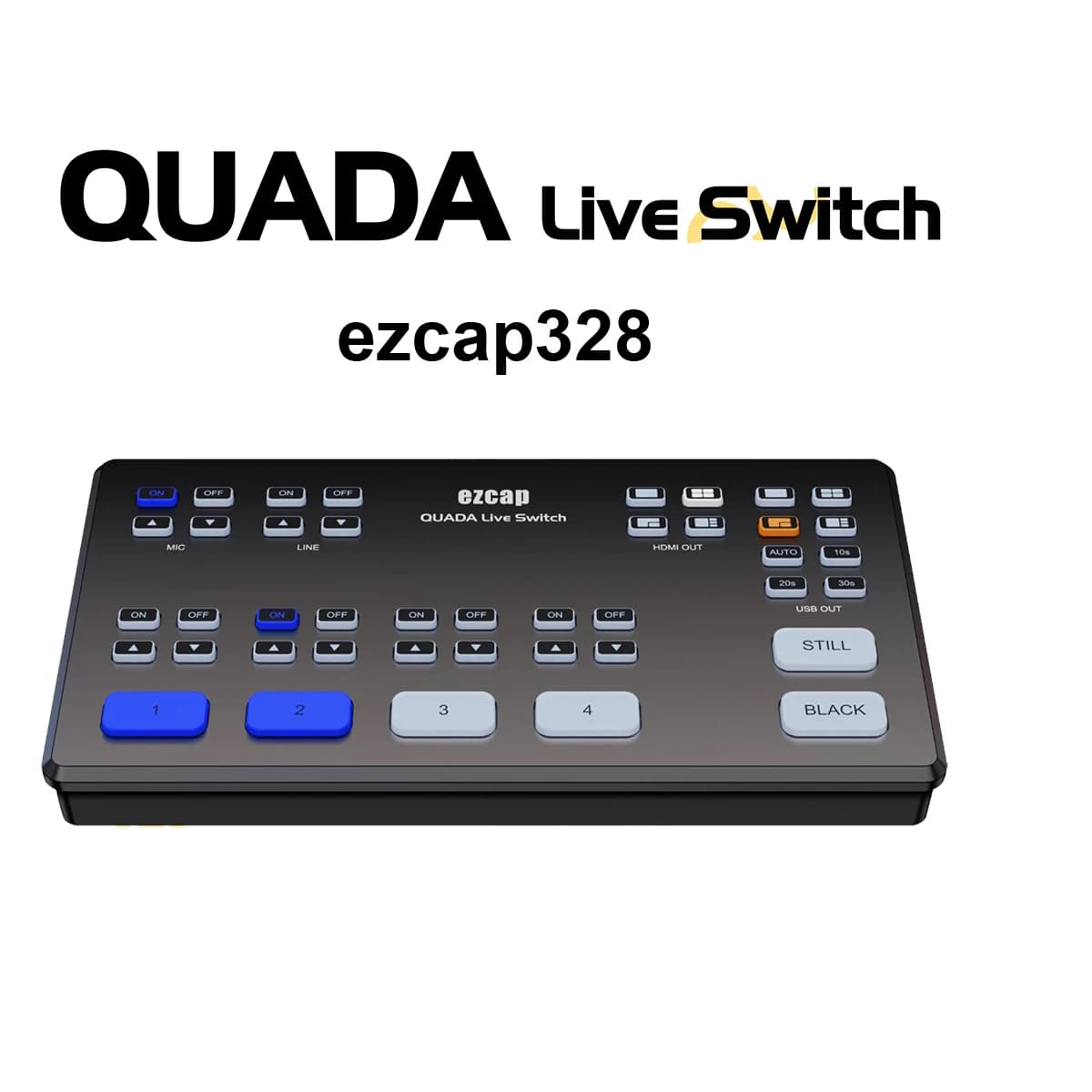 Ezcap328 Quada Live Switch 4 HDMI Video Mixer Switcher scheda di acquisizione per Live Streaming 3.5mm TRS ingresso linea Audio/auricolare CTIA