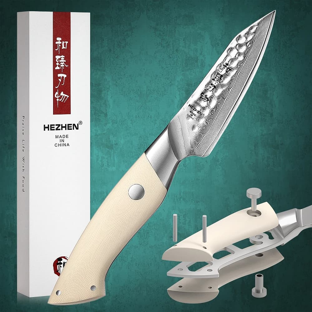 HEZHEN coltello da cucina da 3.5 pollici coltello da cucina in acciaio di damasco cucinare riunioni di casa posate utensili da cucina coltello per sbucciare