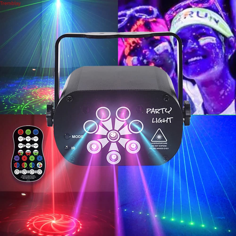 129 modelli USB ricaricabile proiettore laser a led luci RGB UV DJ suono festa luce da discoteca per matrimonio festa di compleanno camera da letto dj