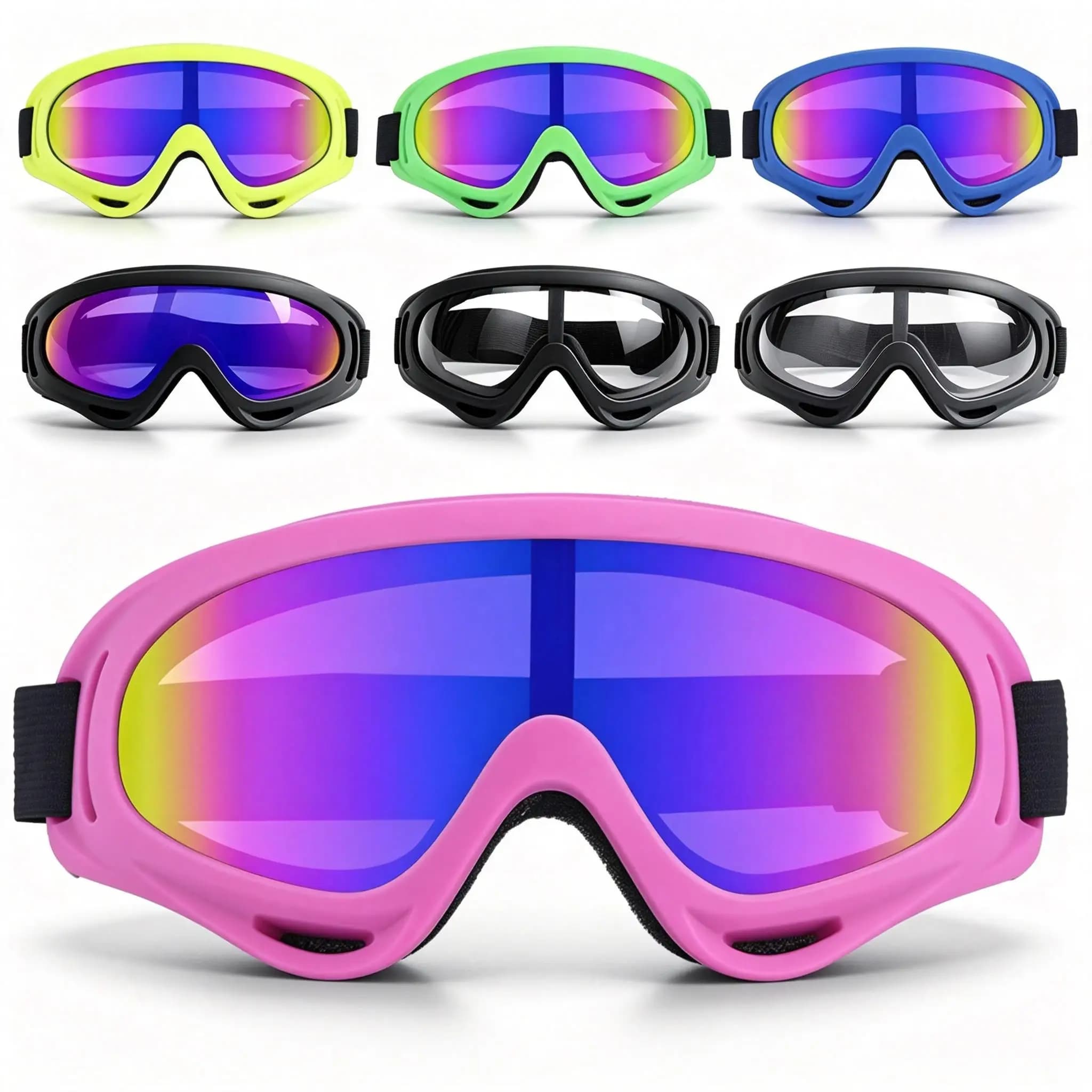 Anti‑Fog Ski Goggles For Freestyle Skiing Snowmobile Mountain Biking Off‑Road Paintball Game For Adult Wearers Thick Sponge