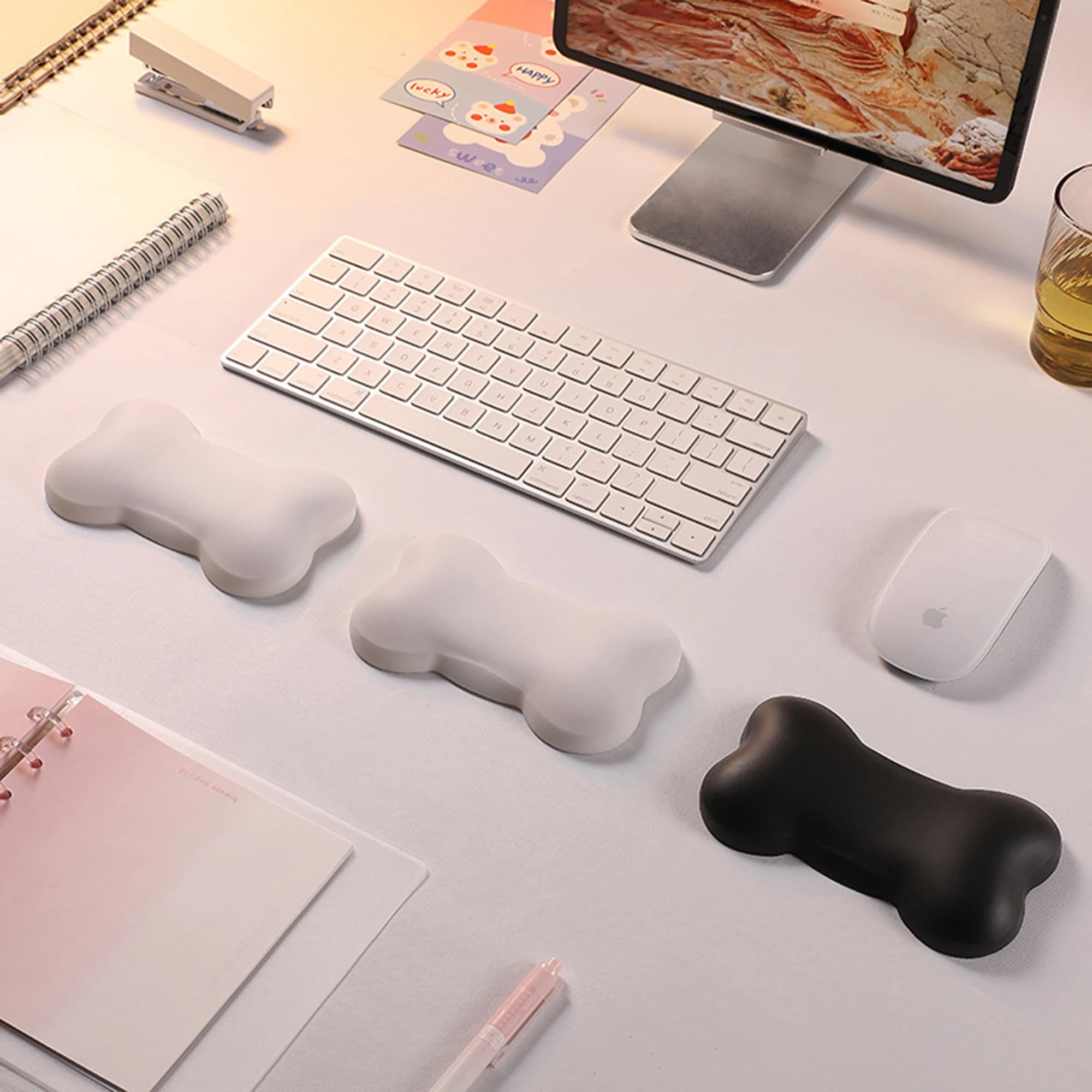Nuovo Poggiapolsi in Silicone con Texture in Pelle, Supporto Ergonomico per Polso per Ufficio, Casa e Gaming