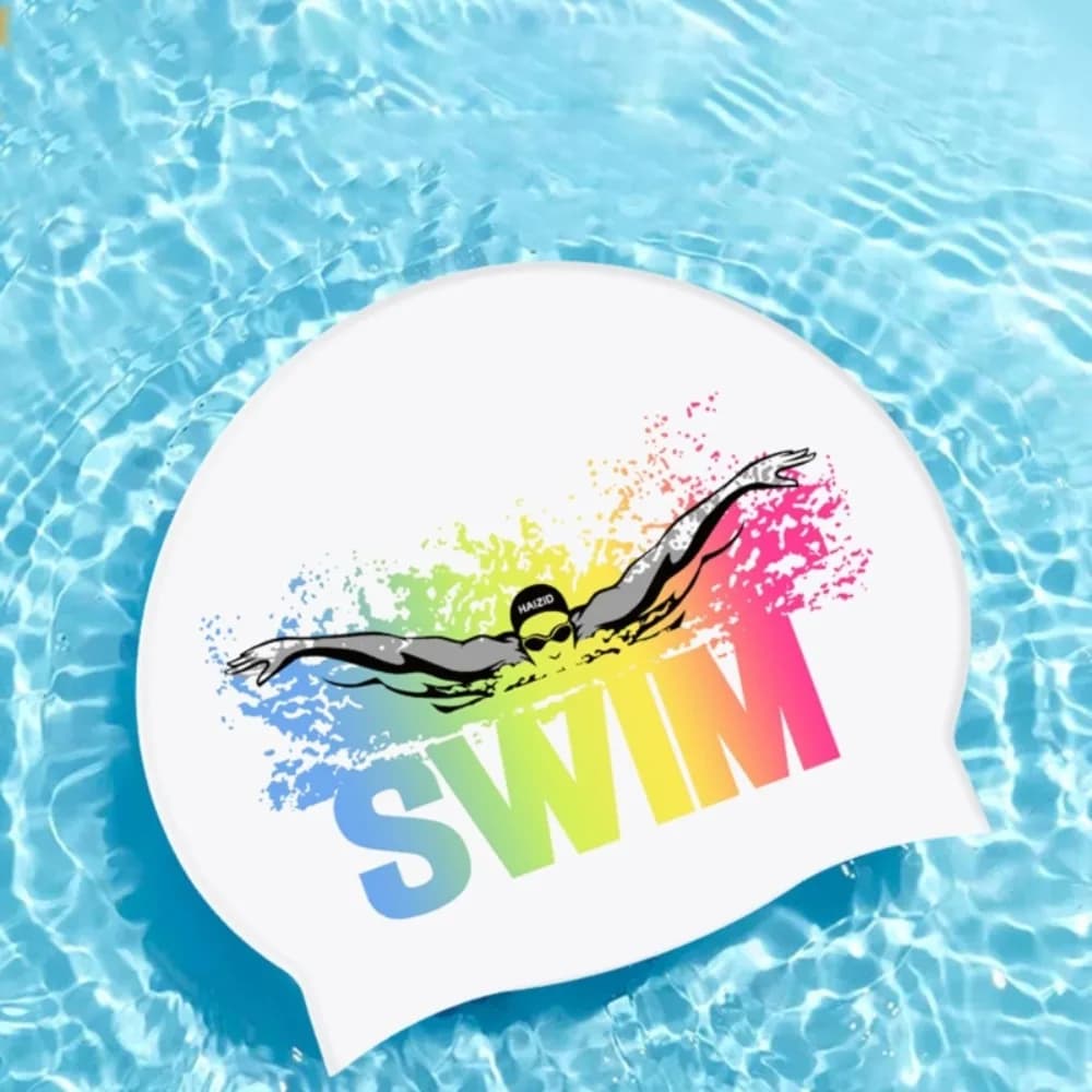 Lightweight Elastic Silicone Ears Protect Long Hair Silicone Swimming Hat Swimming Caps Letter Swim Cap Elastic Diving Hat
