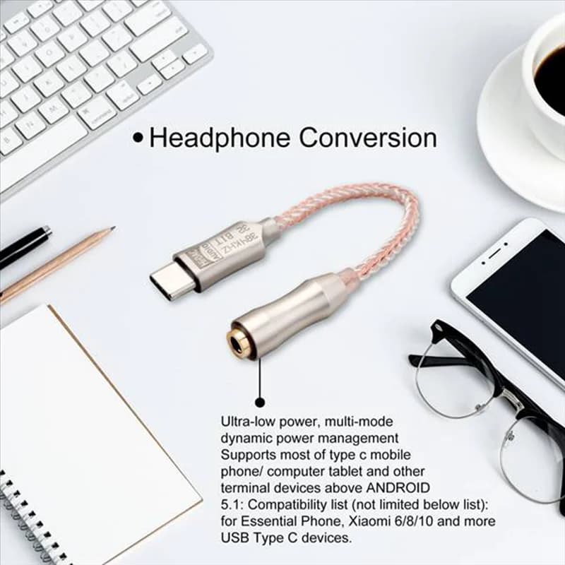 AS95-Tipo C a 3,5 mm Cavo audio Interfaccia ALC5686 Hifi DAC Amplificatore per cuffie Decodifica audio digitale Convertitore per auricolari